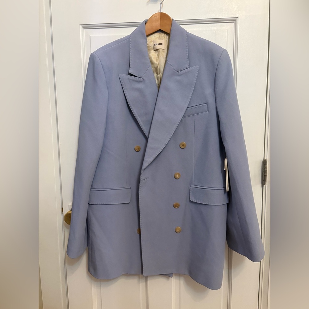 Khaite Balton Women's Light Blue Double-Breasted Wool Blazer - Picture 5 of 12